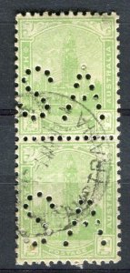 SOUTH AUSTRALIA; Early 1900s Official ' S. A. ' Perfin issue used 1/2d. Pair