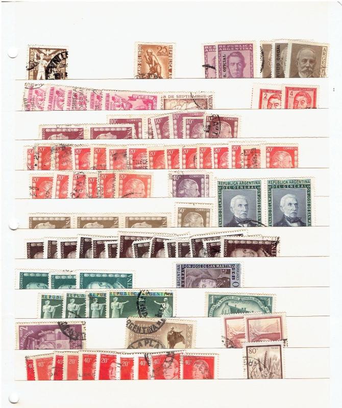 ARGENTINA COLLECTION, 9  PAGES, COILS, PAIRS, AIRMAILS, DUPS, ,SCV $300