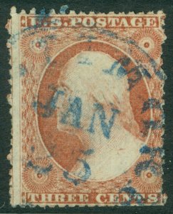 EDW1949SELL : USA 1857 Sc #25 Used. Few clipped perfs. Blue cds cancel. Cat $157