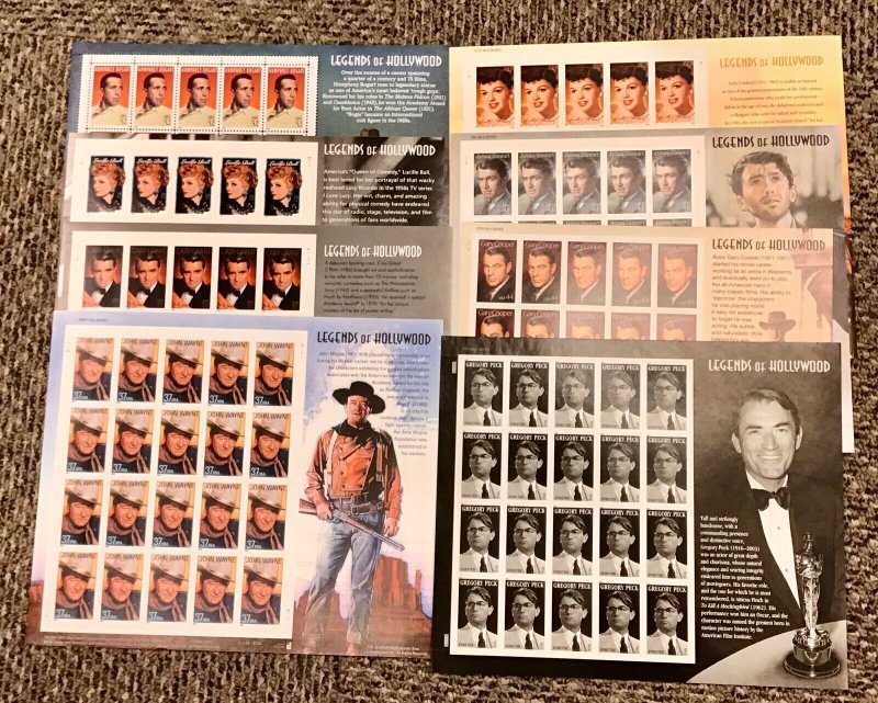 3152-4526 Legends of Hollywood  8 sheets FV $64  Issued1997-2011