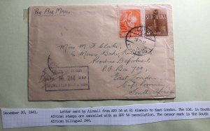 1941 Egypt British Army Field post Airmail Cover To East London South Africa