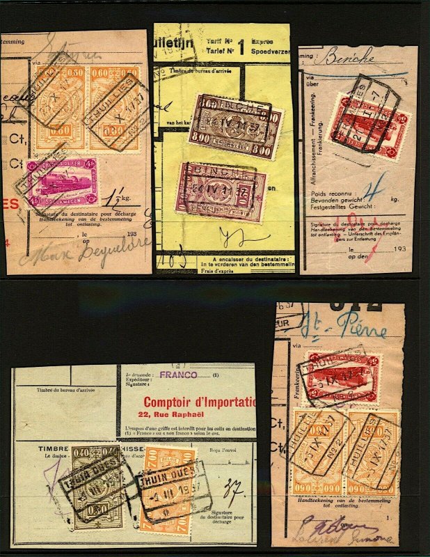 Belgium Railways 1930s issues tied to 10 document pieces with different  VFU