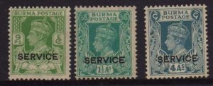 Burma 1939 Sc O17,O19,O21 MH