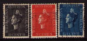 NETHERLANDS Sc# 209 - 211 USED F Set of 3 Queen Wilhelmina