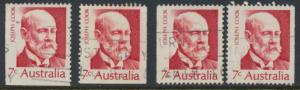 Australia  Sc# 515 Joseph Cook   Used x4  Booklet stamps see details 