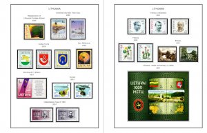 COLOR PRINTED LITHUANIA 1990-2019 STAMP ALBUM PAGES (103 illustrated pages)