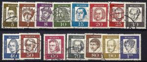 GERMANY 1961-64 Scott 824-38 used scv $4.00 less 40%=$2.40 Buy it Now !!!