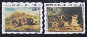 Niger C215-16 MNH 1973 Art Series Paintings by Delacroix Lion - Tigress & Cub