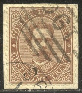 ITALY #49 SCARCE Used Signed - 1879 30c Brown