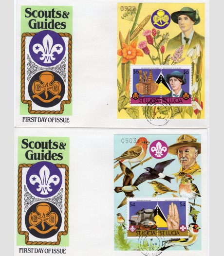 St.Lucia 1986 Scouts Birds (2) s/s Perforated numbered in official FDC