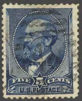 USA Sc# 216 Used (a) 1888 5c indigo James A. Garfield (thin in center)