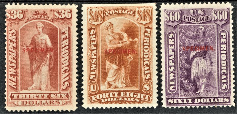 [sto319] 1875 Scott#PR77S/PR79S MNG SPECIMEN surcharge type D cv:$225