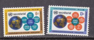 UN - NY # 181-182, Globe & UN Organization Mint NH, 1/2 Cat.