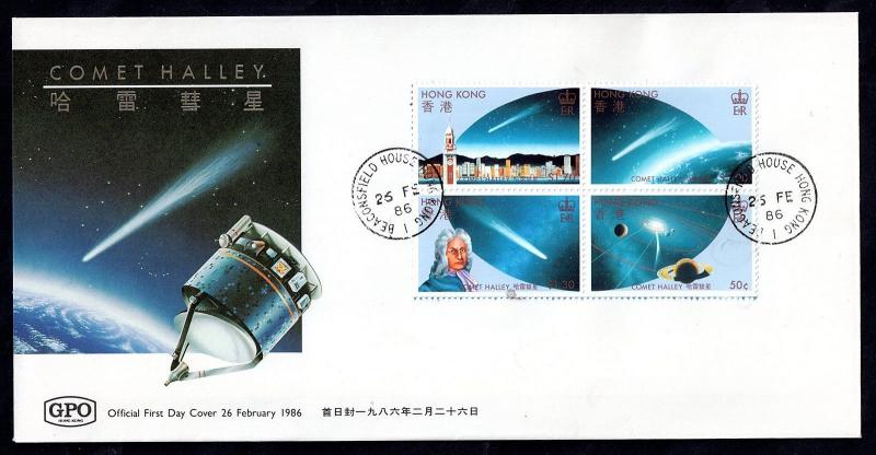 Hong Kong 1986 Halley Comet mini sheet first day cover WS3466