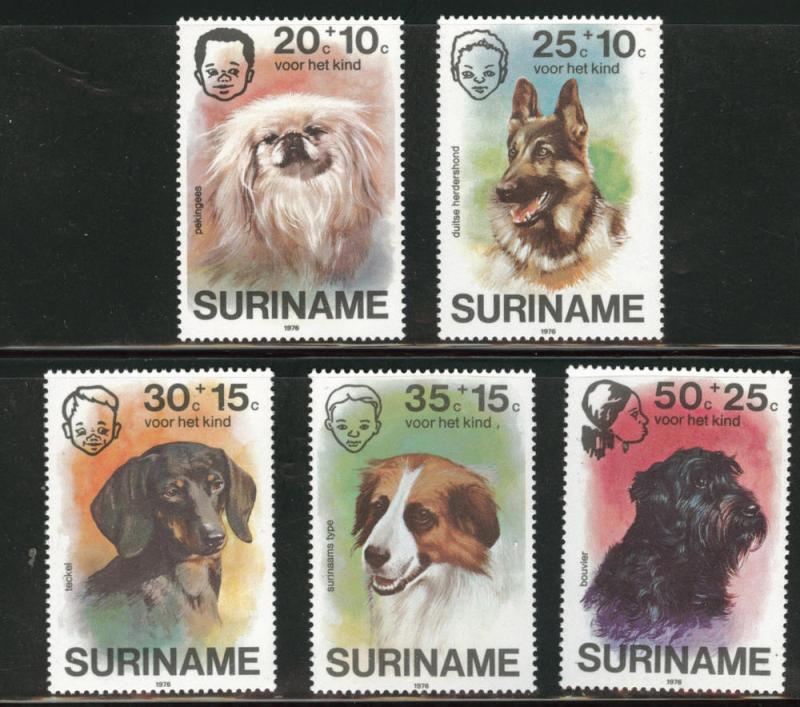 Suriname Scott B231-235 MNH** 1976  semi-postal Dog set