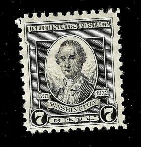 US 1932 Sc# 712  7 c Washington Bicentennial Mint NH  - Excellent Color -