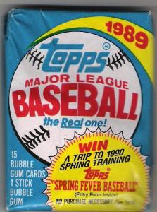 1989 TOPPS BASEBALL CARDS, UNOPENED PACKET