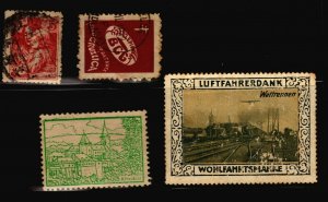 4 cinderella poster stamps railroad BCG Czech krivoklat castle Luftfahreddank 