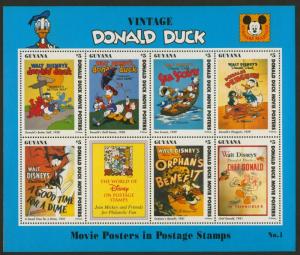 Guyana 2769a MNH Disney Vintage Donald Duck, Movie Posters