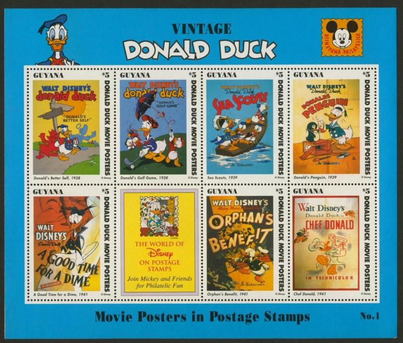 Guyana 2769a MNH Disney Vintage Donald Duck, Movie Posters