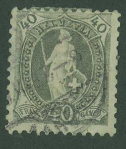 Switzerland SC# 85 Helvetia, 40c, Lightly Cancelled