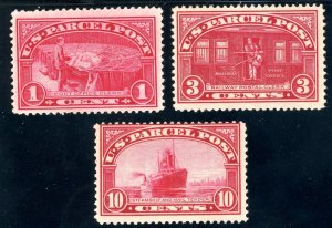 USAstamps Unused FVF US 1912 Parcel Post Scott Q1, Q6 OG MHR, Q3 OG MH