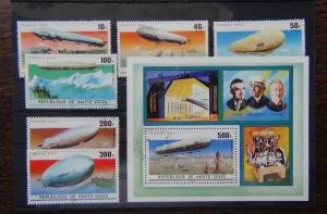 Upper Volta 1976 Zeppelin set and Miniature sheet VFU