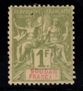 French Sudan Scott 19 Mint Hinged, MH* inclusion in paper, the black spot at top