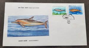 *FREE SHIP India Marine Mammals 1991 Life Dolphin Sea Cow Dugong Ocean (FDC)