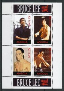 Angola MNH Bruce Lee Martial Arts Actor 4v M/S Famous People Movies Stamps