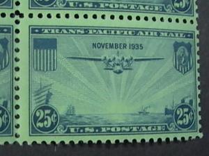 U.S.# C20-MINT/NH-BLOCK OF 4- BLUE--AIR-MAIL--CHINA CLIPPER OVER PACIFIC---1935