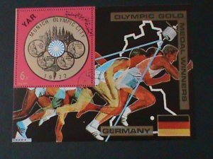 ​YEMEN-1972 OLYMPIC GAMES-MUNICH'72 -GERMANY-CTO S/S VERY FINE-FANCY CANCEL