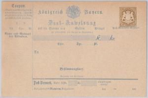 GERMANY -  POSTAL HISTORY: FORMULAR CARD Post Anweisung -- BAYERN  michel # A 6