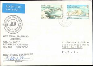 1990 SOUTH GEORGIA SHIP MSV SEASPREAD CACHET + SIGNED