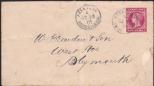 SIERRA LEONE 1901 QV 1d envelope commercially used to UK ex Freetown.......B2421