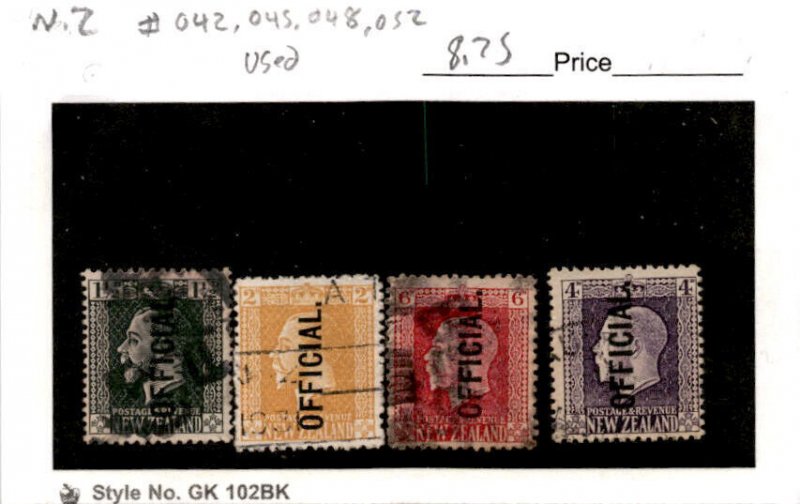 New Zealand, Postage Stamp, #O42, O45, O48, O52 Used, 1915 Official (AB)