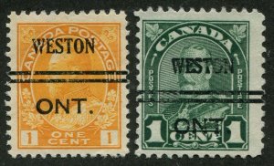 Canada Precancel WESTON 1-105, 1-163