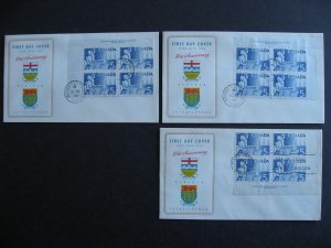 Canada Caneco FDC Sc 355 AB SK 50th plate block, 3 positions