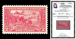 Scott 618 1925 2c Lexington-Concord Issue Mint Graded Superb 98 NH with PSE CERT