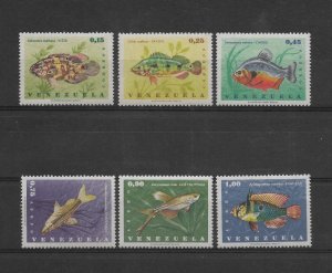 VENEZUELA 1966 FISH MARINE FAUNA SET OF 6  MINT NH SCOTT 908/10 C933/5 MI1676/81