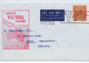 AUSTRALIA KGV Air Mail 5d Cover EMPIRE AIR SCHEME Sydney 1938 {samwells}YL36