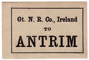 (I.B) Great Northern Railway (Ireland) : Parcel Label (Antrim) 