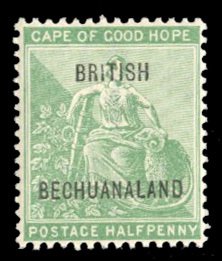 Bechuanaland #41 Cat$22.50, 1897 1/2p light green, hinged, light gum bend