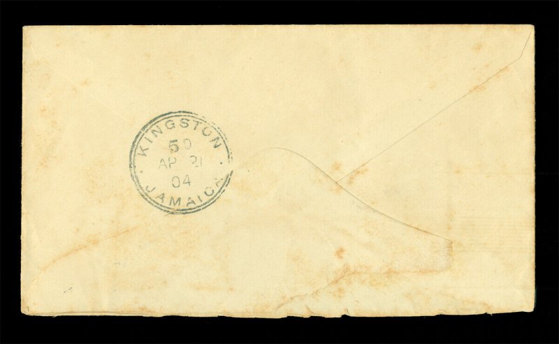 COLOMBIA 1904 Barranquilla Issues  5 Pesos Sc# 220 on STEAMSHIP cover to JAMAICA
