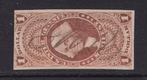 R72a F-VF imperf revenue stamp used with nice color cv $ 48 ! see pic !