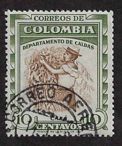 Colombia #683 Used; 10c Coffee picker (1958)