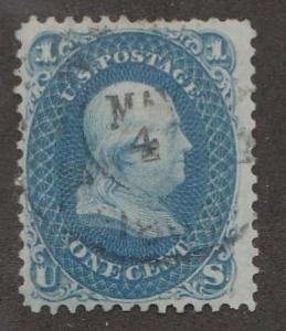 U.S. Scott #63 Franklin Stamp - Used Single - Black CDS Cancel