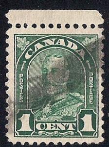 Canada #163 1 cent King George 5, Deep Green Stamp used F