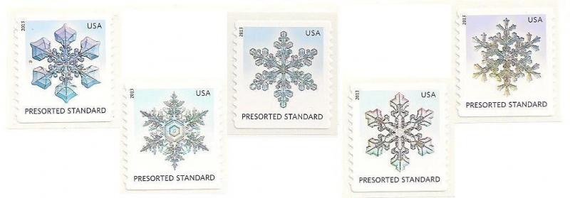 US 4808-4812 Snowflakes presorted standard set (5 stamps) MNH 2013 