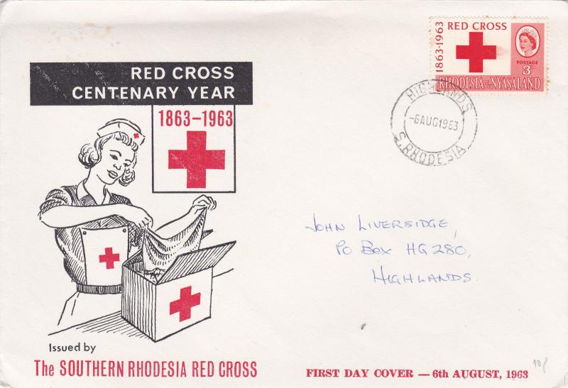 6/8/1963 Rhodesia & Nyasaland FDC - Red Cross Centenary Year 1863 - 1963 #2